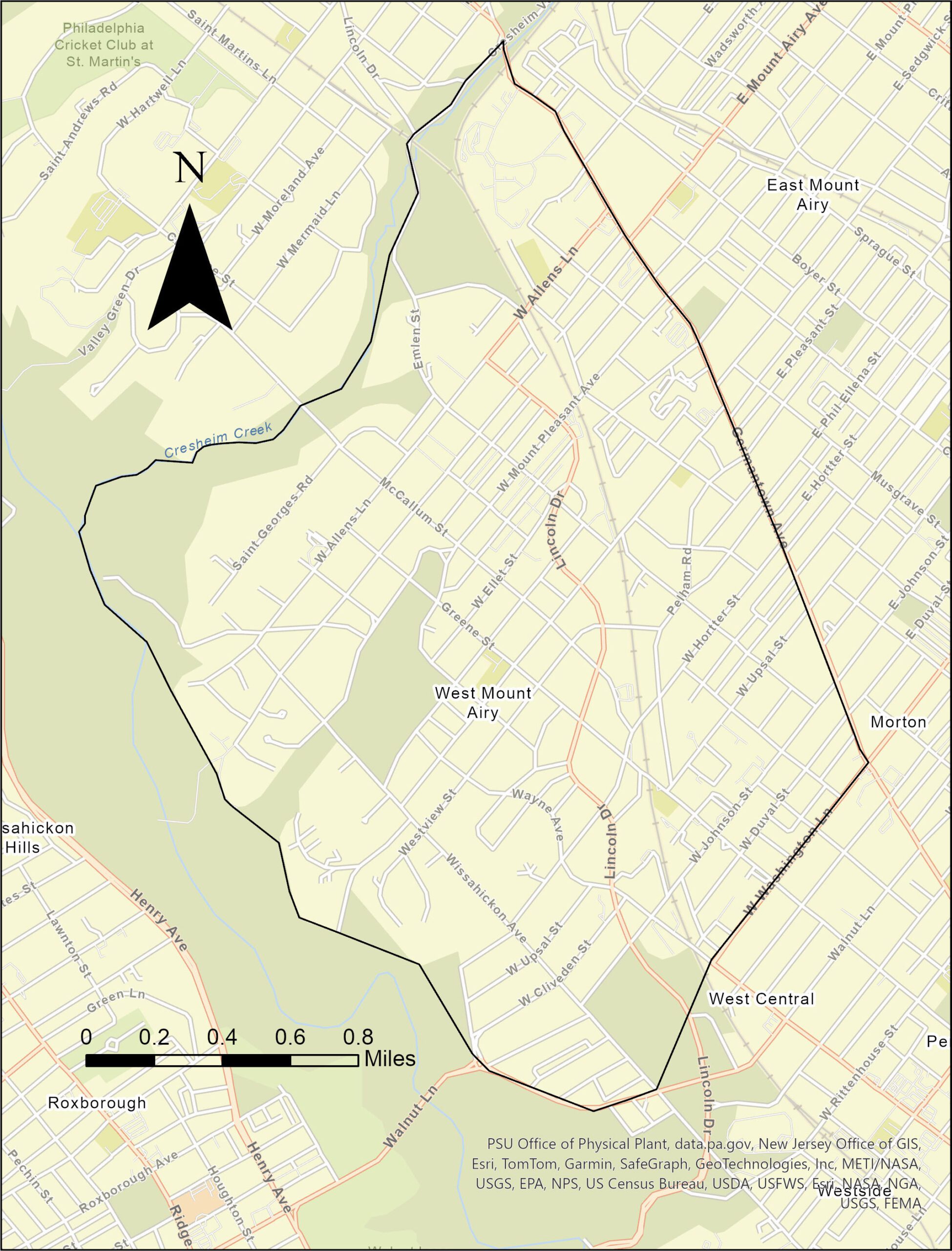 West Mt Airy Neighbors Map